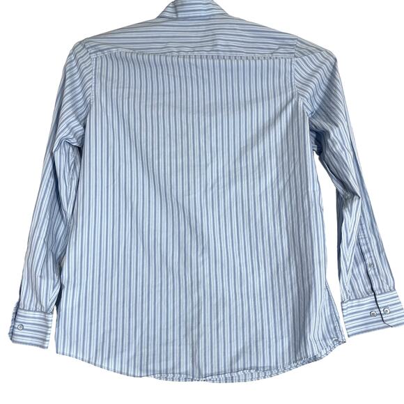 Calibrate Men Button Up Shirt Size XL Blue Striped Cotton DISCOLORATION UNDERARM - Picture 2 of 8